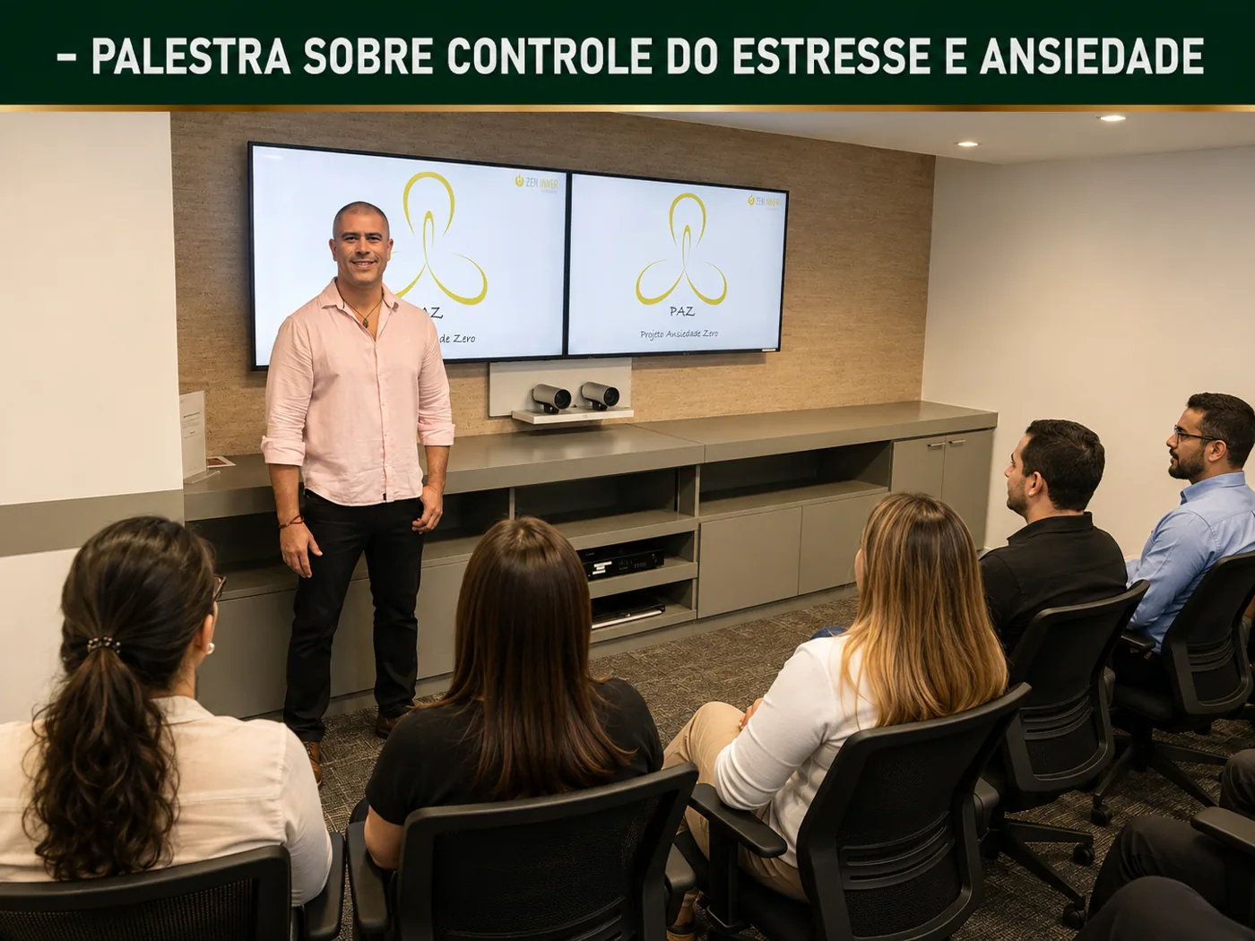 Palestra corporativa sobre controle de estresse e ansiedade para empresas
