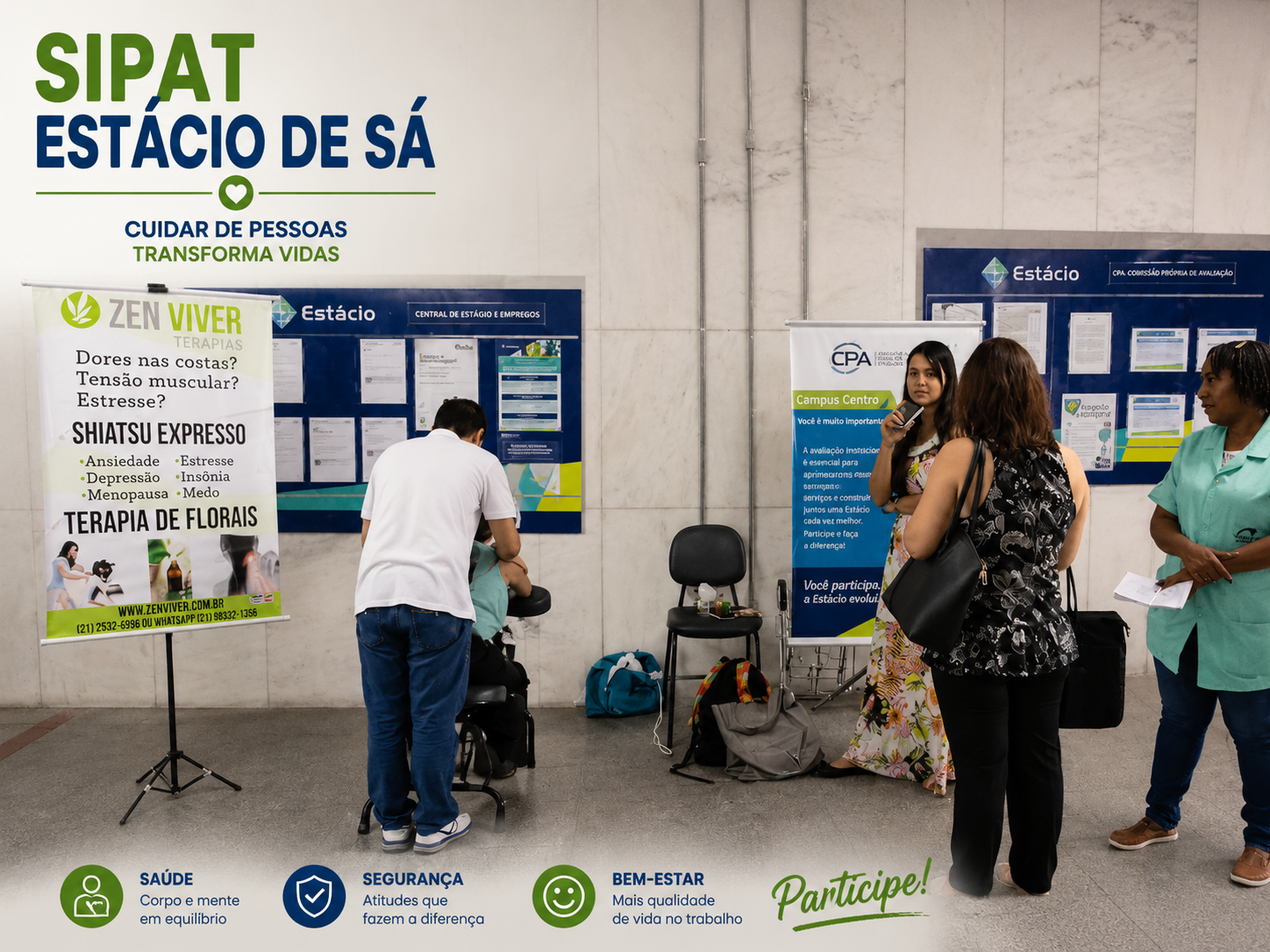 SIPAT Estácio de Sá Rio de Janeiro — massagem e palestras corporativas